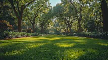 Obraz premium A green park with numerous lush trees creating a dense canopy