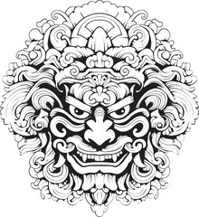 Artisanal Borong Craftsmanship Balinese Icon Graphics Serene Borong Expressions Vector Artwork Emblem