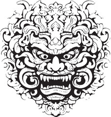Fototapeta premium Ancient Borong Traditions Vector Logo Icon Ethereal Borong Inspirations Balinese Iconic Emblem