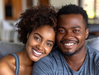 A man and a woman smiling together for a camera