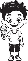 Icy Indulgence Cartoon Boy Licking Ice Cream Logo Scoop of Joy Vector Design Featuring a Boy and Ice Cream