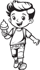 Sugary Delight Vector Illustration of a Boy with Ice Cream Chilled Bliss Cartoon Logo of a Boy and His Ice Cream