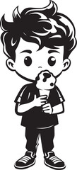 Chilly Delight Iconic Graphics Featuring a Boy with Ice Cream Frosty Feels Cartoon Character Enjoying Ice Cream Logo