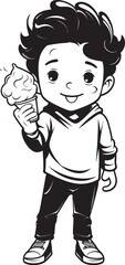 Sweet Satisfaction Cartoon Boys Ice Cream Adventure Icon Frosty Frenzy Cartoon Kid Enjoying Ice Cream Logo