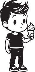 Obraz na płótnie Canvas Frosty Frolics Cartoon Boy and His Ice Cream Treat Logo Ice Cream Bliss Vector Logo of a Kid and His Sweet Treat