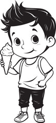 Sweet Dreams Cartoon Boys Ice Cream Delight Icon Frosty Feasts Vector Logo of a Kid and His Ice Cream Feast