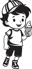 Icy Indulgence Cartoon Logo of a Boy Savoring Ice Cream Lickety Split Iconic Graphics of a Boy and His Frozen Treat