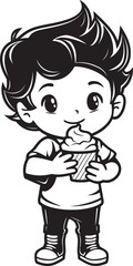 Lickety Split Iconic Graphics of a Boy and His Frozen Treat Chilled Charmer Cartoon Boy with Ice Cream Vector Logo