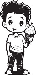Chilling Chomps Vector Logo of a Boy and His Ice Cream Joy Frosty Frivolity Cartoon Boys Ice Cream Adventure Icon