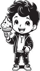 Sweet Spectacle Cartoon Boy with Ice Cream Logo Design Chilly Chuckle Vector Logo of a Boy Chuckling with Ice Cream