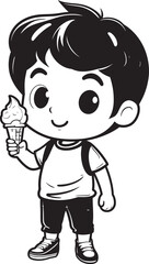 Chill Outings Cartoon Character Enjoying Ice Cream Iconic Graphics Lickable Lovelies Vector Design of a Boy and His Ice Cream Delight