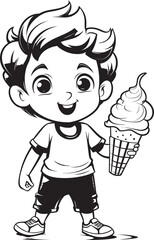 Sweet Escapades Cartoon Logo of a Boy and His Ice Cream Adventure Cone Capades Iconic Graphics of a Boy and His Ice Cream Cone