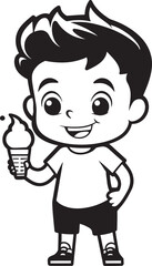 Creamy Capers Cartoon Boy Licking Ice Cream Logo Frosty Frolics Vector Logo of a Boy and His Ice Cream Delight