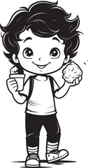 Icy Illusions Vector Logo of a Boy and His Ice Cream Treat Scoop Sensation Cartoon Logo Featuring a Boy and His Ice Cream