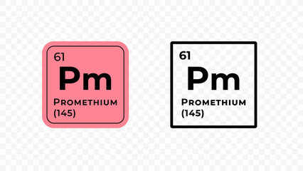 Promethium, chemical element of the periodic table vector design - obrazy, fototapety, plakaty