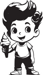Sweet Savorings Cartoon Logo Featuring a Boy and His Ice Cream Chilled Cuteness Iconic Graphics of a Boy and His Ice Cream Cone