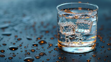 Glass filled with water resting on a wooden table