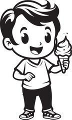 Lick n Love Vector Design of a Boy Licking Ice Cream Chilly Chomp Cartoon Boy with Ice Cream Cone Icon