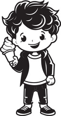 Fototapeta premium Cone Comrade Cartoon Character Enjoying Ice Cream Logo Lickable Leisure Vector Logo of a Boy and His Ice Cream Treat