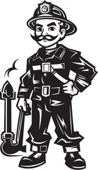 Blaze Battler Vector Emblem of a Courageous Fireman Fireproof Hero Cartoon Fireman in Action Logo