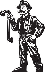 Ember Enigma Cartoon Fireman Emblem of Mystery Logo Blaze Beacon Vector Logo Design of a Firefighters Signal