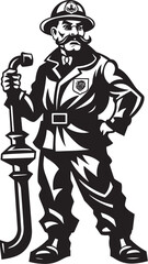 Courageous Chronicles Cartoon Fireman Emblematic Tale Logo Flame Fighter Vector Logo Illustrating a Heroic Fireman