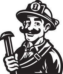 Ember Expedition Vector Logo Design of an Adventurous Firefighter Vigilant Vanguard Cartoon Fireman Emblematic Vanguard Icon