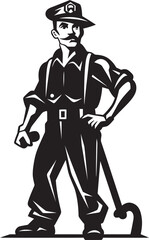 Firefighter Forge Vector Logo of a Skilled Fireman Inferno Enforcer Cartoon Fireman Symbolizing Authority Logo