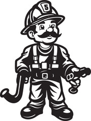 Vigilant Valor Vector Logo Design of a Firefighters Courage Inferno Interceptor Cartoon Fireman Emblematic Defender Logo