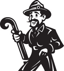 Inferno Interceptor Cartoon Fireman Emblematic Defender Logo Firefighter Frontiersman Vector Logo Illustrating a Fearless Explorer