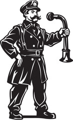 Flame Frontier Cartoon Fireman Emblematic Frontier Icon Vigilant Valor Vector Logo Design of a Firefighters Courage