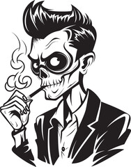 Dashing Demeanor Cartoon Guy with Smoking Symbol Logo Design Classy Cloud Vector Logo of a Classy Guy with a Smoke