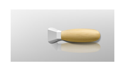 Isometric plastering trowel isolated on white background. Bricklayer trowel. Metal Four-sided Stucco Trowel with wooden handle. Construction tool. Realistic vector illustration. 3D.