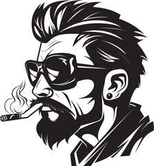 Dapper Drew Suave Character with Smoking Vector Logo Cool Cloud Cartoon Guy Exuding Smoky Charm