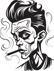 Stylish Stogie Cartoon Guy with a Cigar in Style Dapper Drew Suave Character with Smoking Persona Vector Logo