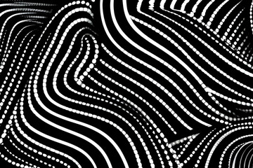 Black abstract background design. Modern wavy line pattern (guilloche curves) in monochrome colors. Premium stripe texture for banner, business backdrop. Dark horizontal vector template, illustratio - obrazy, fototapety, plakaty