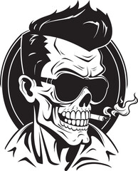 Smoking Sensation Cartoon Guy with Smoking Symbol Graphic Urban Elegance Vector Logo of a Dapper Dude with a Smoke