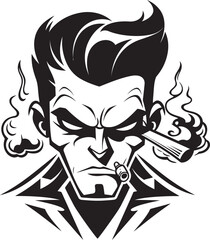 Smokin Steve Vibrant Vector Logo of a Smoking Figure Hipster Haze Cartoon Guy with a Smoky Look