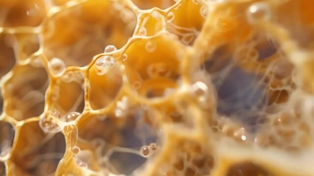 A crosssection of a conidium revealing the intricate network of cell walls and filaments that make up its structure. . AI generation.