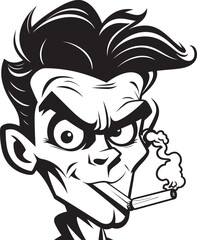 Hipster Haze Vector Logo of a Stylish Guy Smoking Smoking Sensation Cartoon Guy with Smoking Symbol Graphic