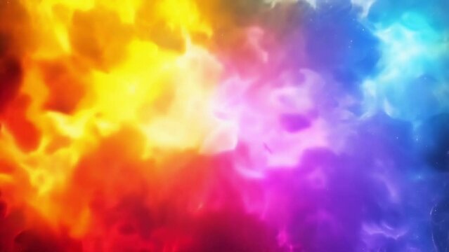 Magical energy radiating through a backdrop of colorful auras
