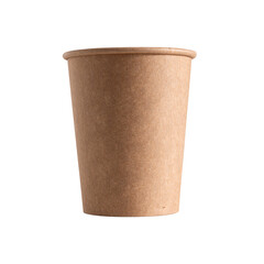 Single Brown Disposable Paper Cup Isolated on Pure Background.