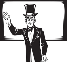 Boardbrandish Buddy Vibrant Character Displaying Sign Icon Placard Partner Cartoon Man with Sign Graphic Design