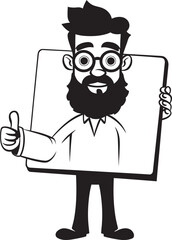 Message Messenger Cartoon Man with Sign Symbol Design Signpost Sam Smiling Guy Holding Sign Vector Icon