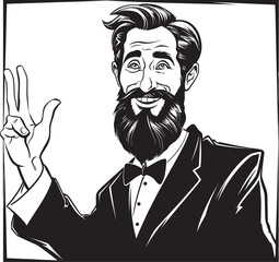 Placard Partner Vector Logo of a Friendly Guy Holding a Sign Sign Guy Cartoon Man Holding a Sign Vector Logo