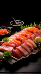 Japanese sashimi platters food photography poster background