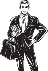 Luxury Lila Vector Logo of a Wealthy Figure with Money Bag Treasure Travis Cartoon Rich Person with Money Bag Symbol Logo