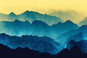 Foto op Canvas layered colors illustration mountains in the morning © tl6781