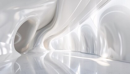 Sleek Modern Design A Futuristic White Space with Curved Walls and Architectural Marvels Generative AI