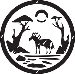 Primeval Pathways Cave Art Vector Logo Emblem Primitive Portraits Illustrative Cave Painting Icon Graphic